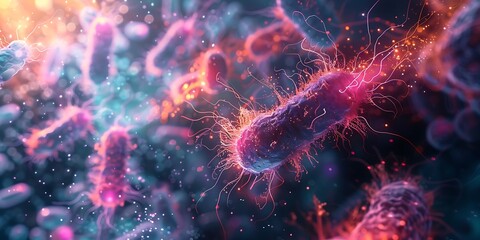 Fototapeta premium Microscopic view of bacteria and viruses