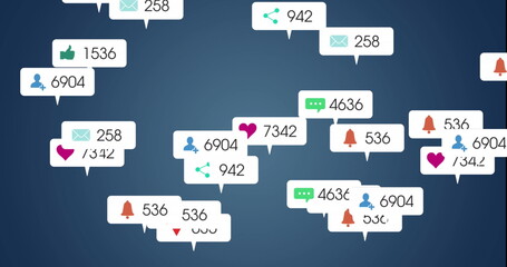 Image of social media icons floating against blue background