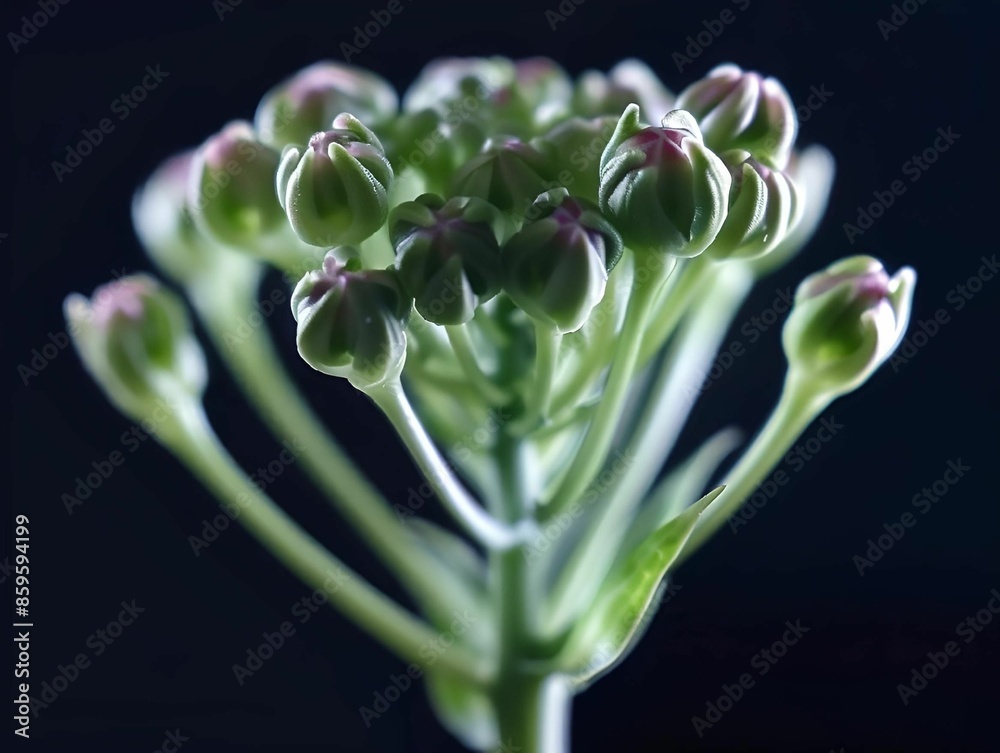 Poster AI generated illustration of a budding flower with a dark background