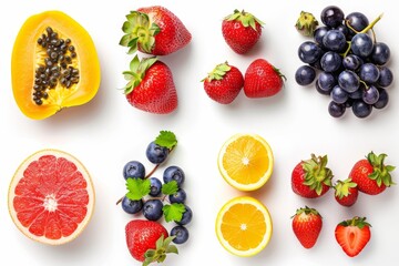 Fruits photo on white isolated background