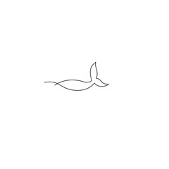 whale tail drawn one continuous line