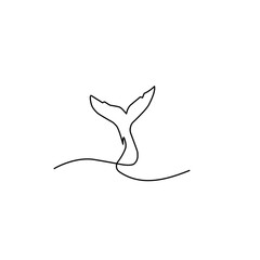 whale tail drawn one continuous line