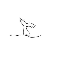 whale tail drawn one continuous line