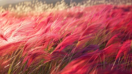 Fototapeta premium Nature adorned in crimson hued grass