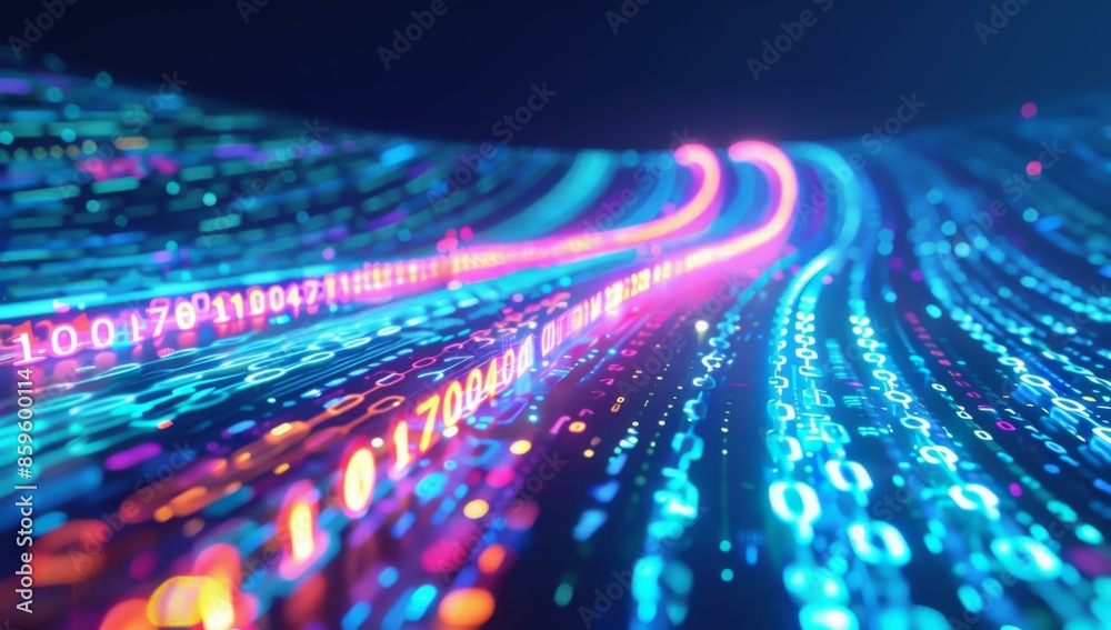 Wall mural a colorful image of a road with many lines and dots. ai.