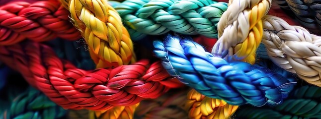
A united team draws strength from diversity, connecting and supporting each other to achieve partnership and teamwork. Symbolized by woven ropes of different colors