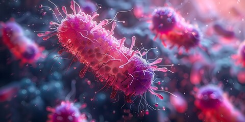 Microscopic view of bacteria and viruses