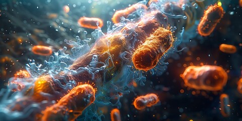 Microscopic view of bacteria and viruses