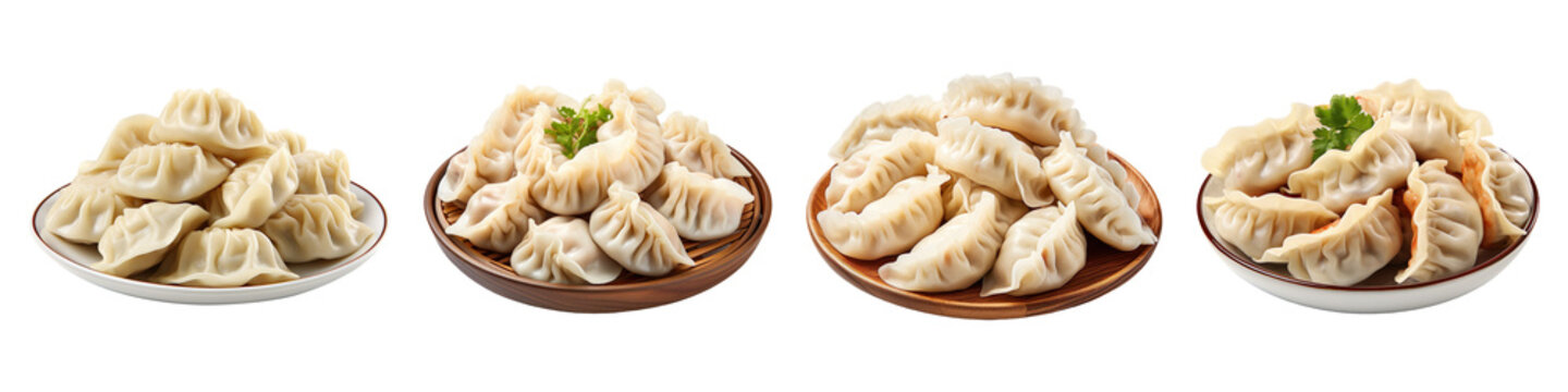 Dumplings collection isolated on transparent background
