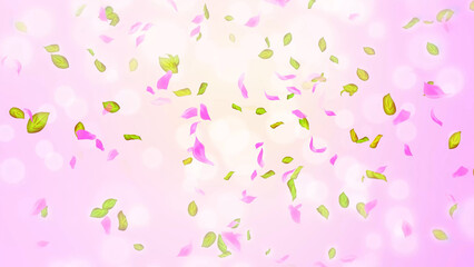 Spring cherry blossom petals and leaves, nature gradient design element