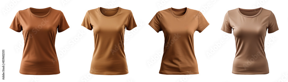 Wall mural female brown t-shirt collection isolated on transparent background