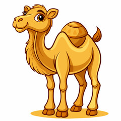 Cute Camel Cartoon Vector with Nature Background