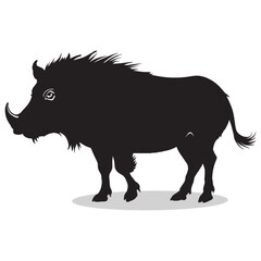 Warthogs silhouettes and icons. black flat color simple elegant white background Warthogs animal vector and illustration.