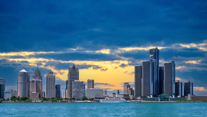 Obraz premium Cityscape and skyline of Detroit, Michigan, USA
