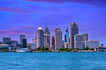 Obraz premium Cityscape and skyline of Detroit, Michigan, USA