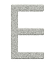 Letter E made of white wool with many fine hairs, transparent background, 3d rendering