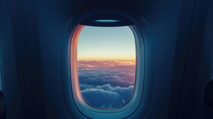 Flying Above the Clouds: Airplane Window Scene