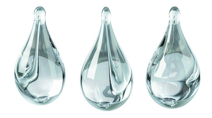 Macro shot of sparkling water drops on a transparent background, capturing nature's purity and freshness with clear, dewy reflections.