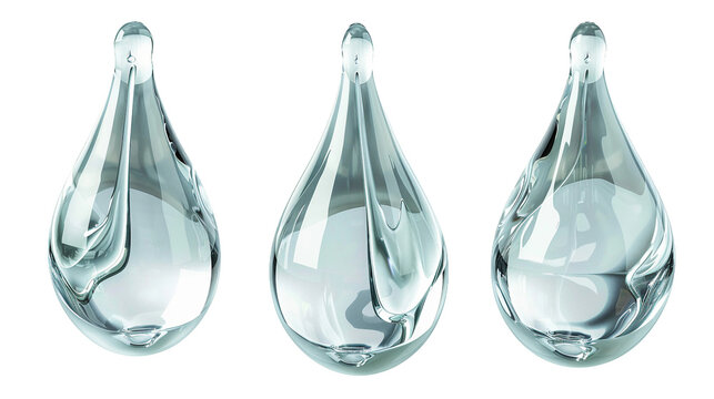 Macro shot of sparkling water drops on a transparent background, capturing nature's purity and freshness with clear, dewy reflections.