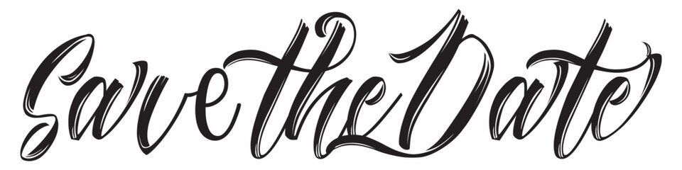 Save the date. Wavy elegant calligraphy spelling for decoration of the wedding invitation isolated on white background.