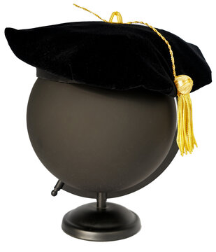 Black PhD doctorate tam cap hat with gold tassel	
