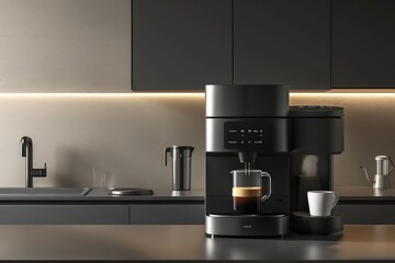 Hightech coffee maker with AI personalization and voice control