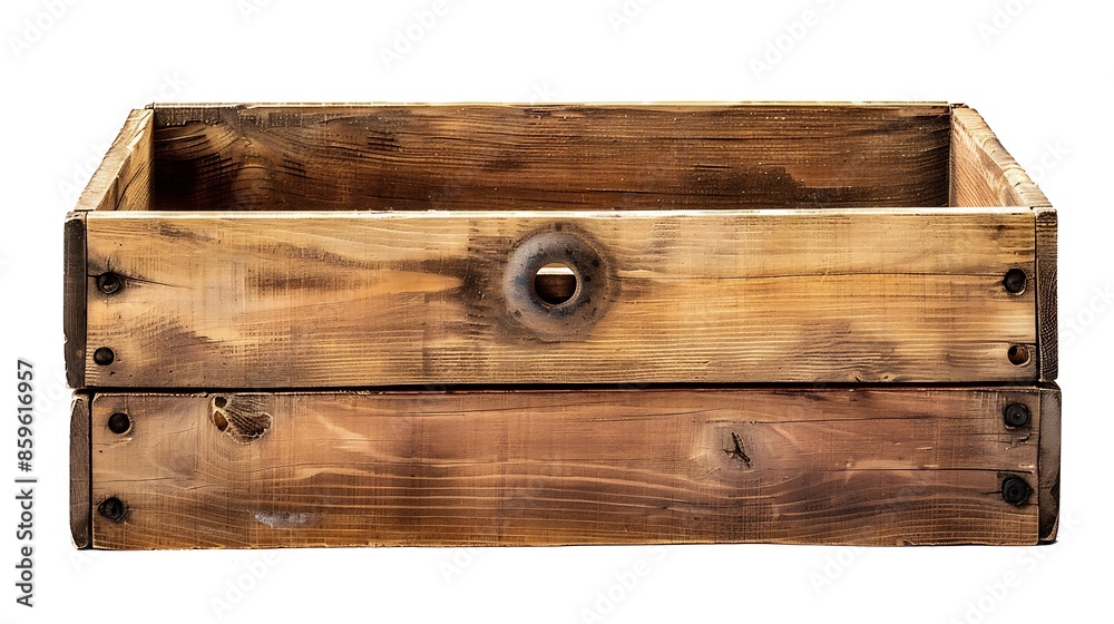 Aufkleber Empty wooden crate isolated on white background with clipping path : Generative AI