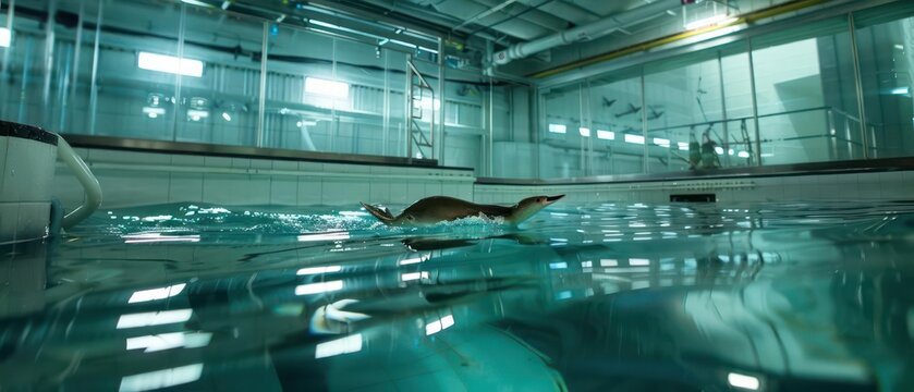Advanced aquatic sensor tracking the movements of a platypus in a hightech research facility