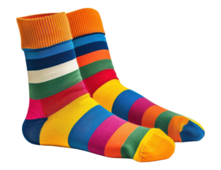 Bright and colorful striped socks for a vibrant wardrobe addition, perfect for adding a touch of fun to any outfit.