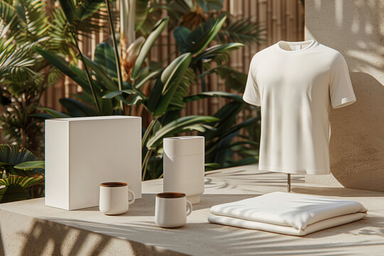 Minimalist Outdoor Merchandising Display with Various Products
