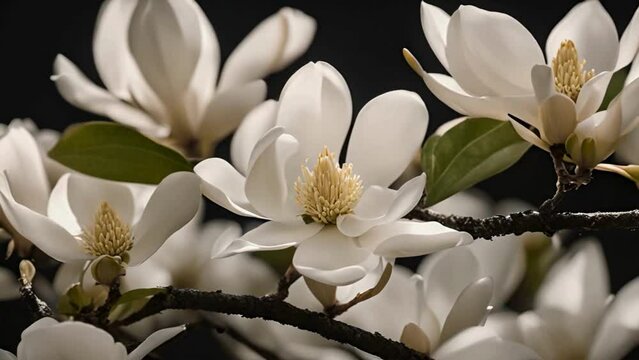 Nocturnal Bloom: White Magnolias Under Light
