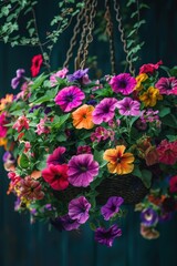 Colorful Hanging Basket of Flowers