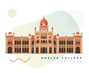 Historic Khalsa College - Amritsar - Punjab - Stock Illustration