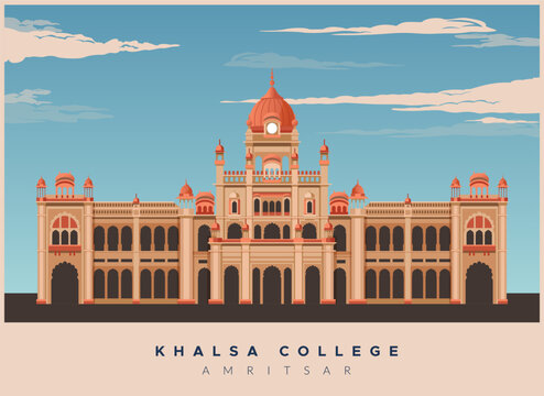 Historic Khalsa College - Amritsar - Punjab - Stock Illustration