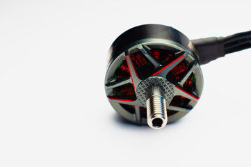 Brushless motor for installation on homemade fpv drone. Components for assembling quadcopters