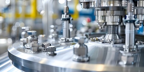 Image of pharmaceutical bioreactor manufacturing equipment. Concept pharmaceutical industry, bioreactor, manufacturing equipment, technology, production uniform