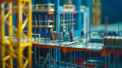 Construction concept and teamwork meeting structure The engineer or architect for the project works with partners and engineering tools to create workplace models and blueprints : Generative AI