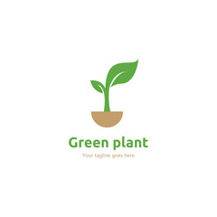 Green plant logo design template.