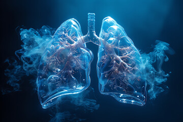 lungs section of human body consumed by a cigarette