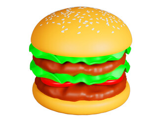 立体的なダブルバーガーの3Dイラスト素材