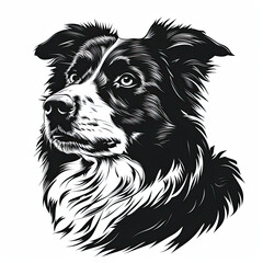 Fototapeta premium A black and white drawing of a Border Collie dog