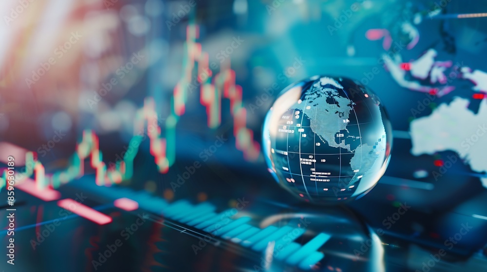 Aufkleber Business and economic growth on global business network Data analysis of financial and banking Customer service Technology and data connection Teamwork Business strategy and Digital ma : Generative AI