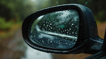 rain drops on car mirror : Generative AI