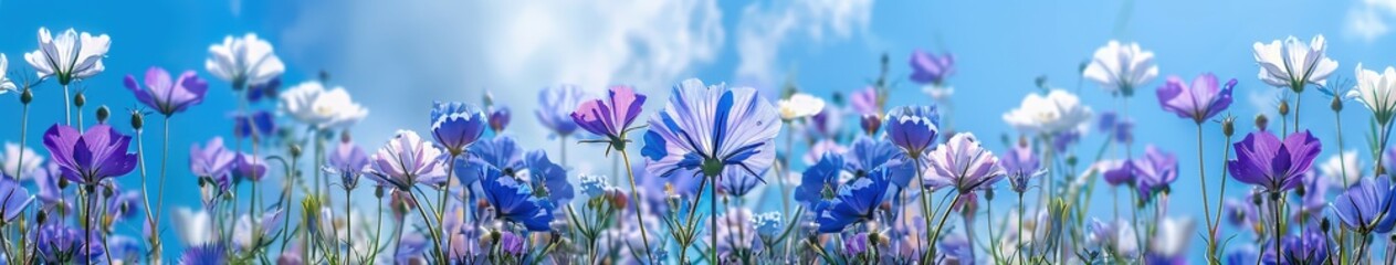 Fototapeta premium Purple and White Flowers in a Field