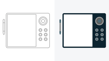 Note-taking Pad, Board, Slate, Drawing Tablet, and Record Vector Illustration of a digital notepad with pen, handwriting pad, and paperless graphic tablet