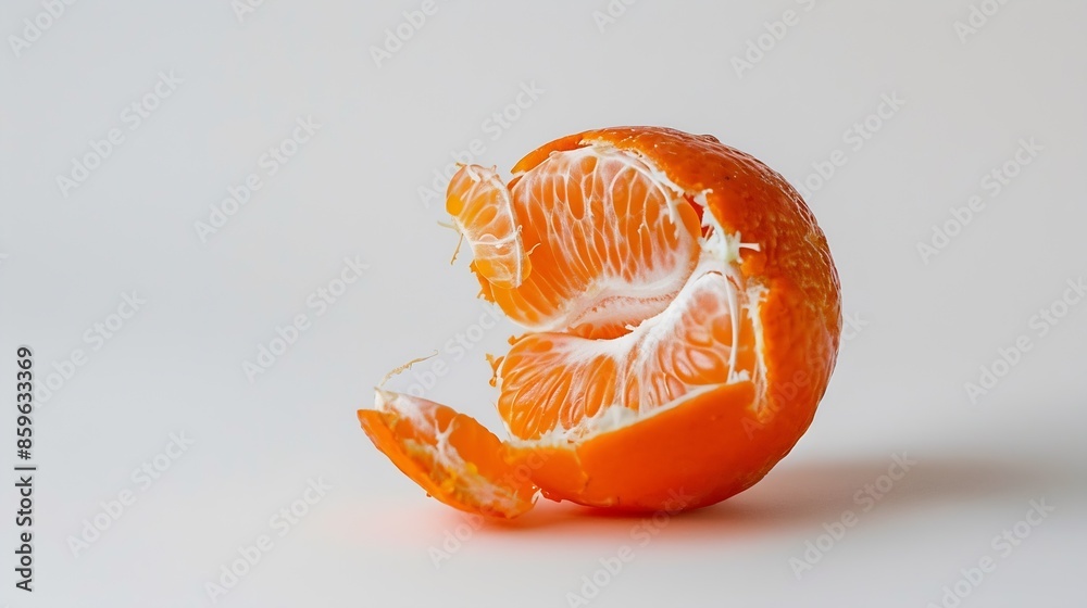 Poster tangerine or clementine peeled isolated on white background with full depth of field : generative ai