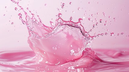 A splash of makeup or fragrance on a pink backdrop
