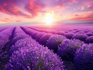 Fototapeta premium Lavender Field at Sunset