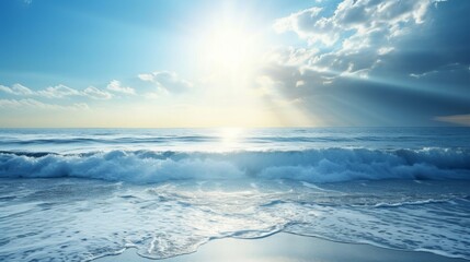 Fototapeta premium Ocean with gentle waves and sunbeams