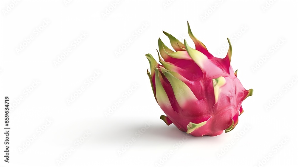 Poster one dragon fruit isolated on white background with clipping path : generative ai